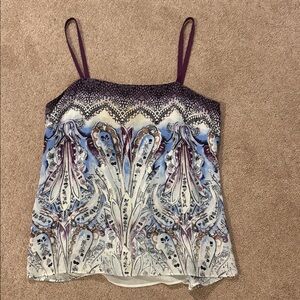 White House Black Market Blue and Purple Paisley Camisole